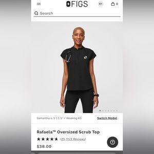 Black figs size small scrub top